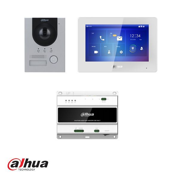 Dahua 2-wire Intercom kit: VTH5422HW, VTO2202F-P-S2, VTNS1001B-2 en VTM115