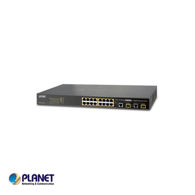 Planet, 16-Port 10/100TX 802.3at High Power POE +  2-Port Gigabit TP/SFP (220W)